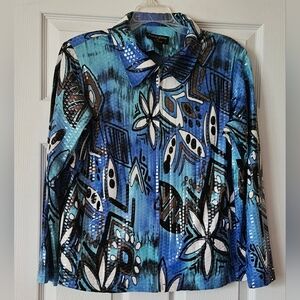 Vintage Jackets Galore Graphic Print Full Zip Lightweight Jacket Women (L)